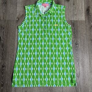 Magnolia Lane Collection S Masters Golf Polo Sleeveless Geometric Pima Cotton